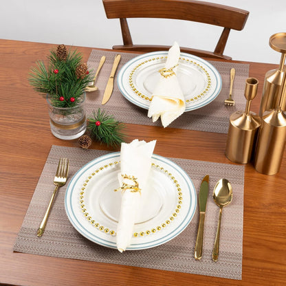 Placemats Set of 6 - Heat Resistant Non-Slip PVC, Washable Vinyl Dining Table Mats, 45x30cm, Stain Resistant & Machine Washable (Coffee Brown) | سجادة طاولة مقاومة للحرارة