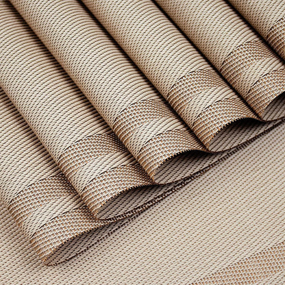 Set of 8 Placemats, Non-Slip Crossweave Woven Vinyl Insulation Placemat Washable Table Mats 45x30cm (Champagne)