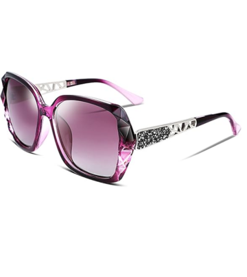 Polarized Women Square Sunglasses Sparkling Composite Shiny Frame