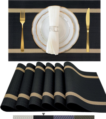 Black Gold Arrow Dining Mat - Set of 6