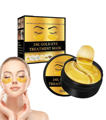 Luxurious 24k Gold Eye Treatment Mask - Collagen & Hyaluronic Acid Enriched, Reduces Dark Circles, Puffiness, and Wrinkles, Provides Long-Lasting Moisturizing Effect, Enhances Eye Area Glow